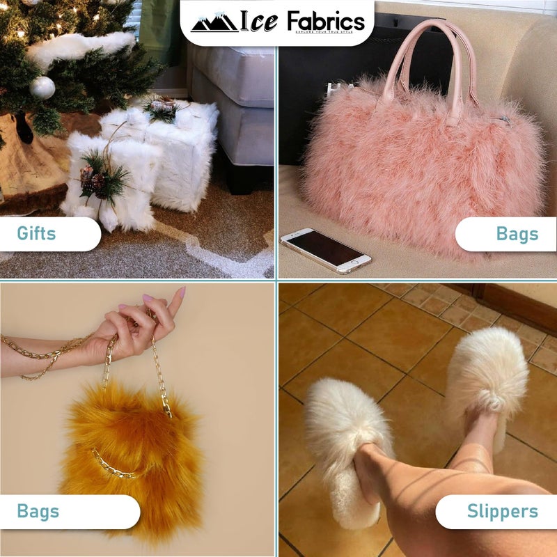 Ice Fabrics Craft Faux Fur Fabric Pre Cut Rolls - 4""x60"" Fur Ribbon Faux Mohair Fabric Fur Strips - Super Soft Craft Fur Trim Fuzzy Fabric - Faux Fur for Crafts  Costumes & Decoration - Red - 4x60 - Image 4